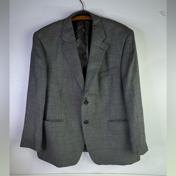 Ralph Lauren Silk & Wool Sport Coat 44SGray Glen Plaid 2 Button Blazer